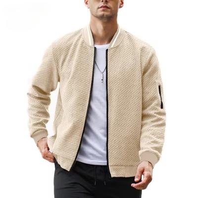 Herren Casual Jacquard Bomber Jacken Leichte Fit Jacke Mode Zipper Mantel Arm Taschen Herbst Streetwear