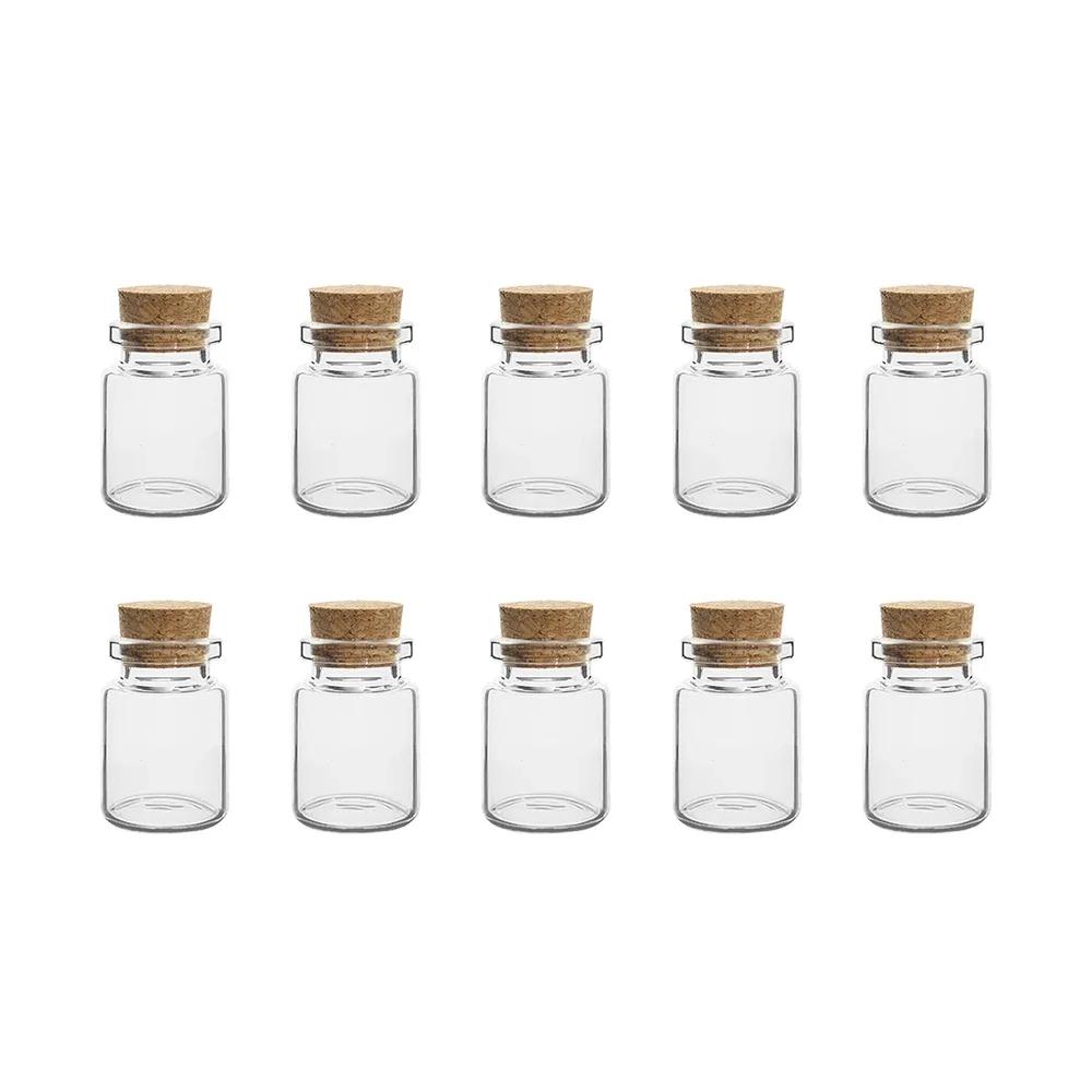 10Pcs Mini Clear Glass Bottles with Cork Stopper Wishing Drifting Bottles Wedding Party Decor DIY Craft Glass Spice Jars Vials