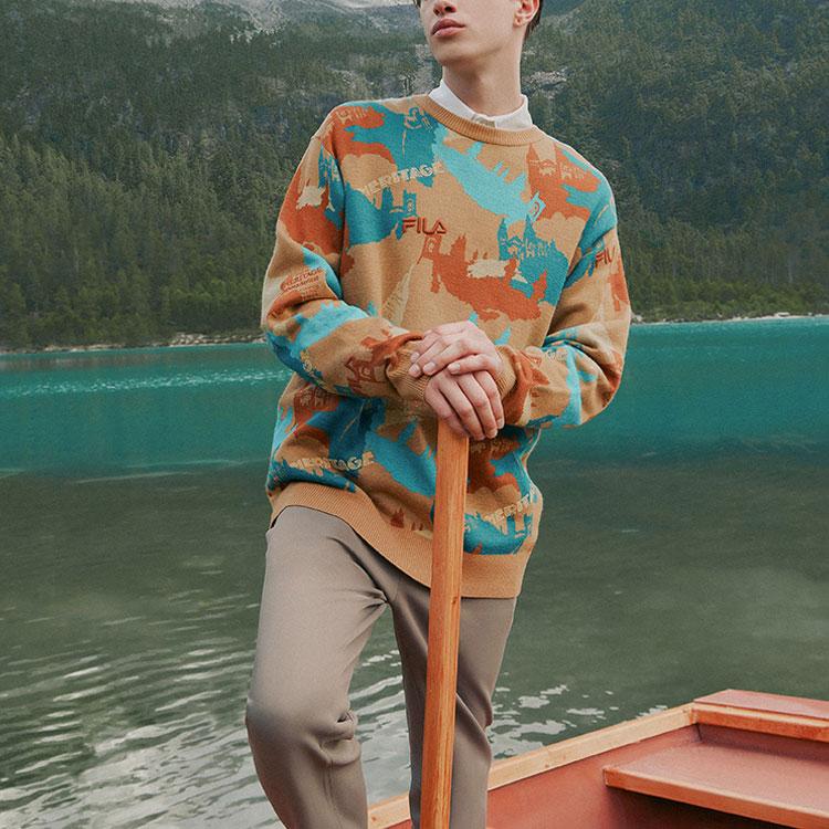 Fila Christmas Loose Sweater Men Sweater F11M248404F-ZA