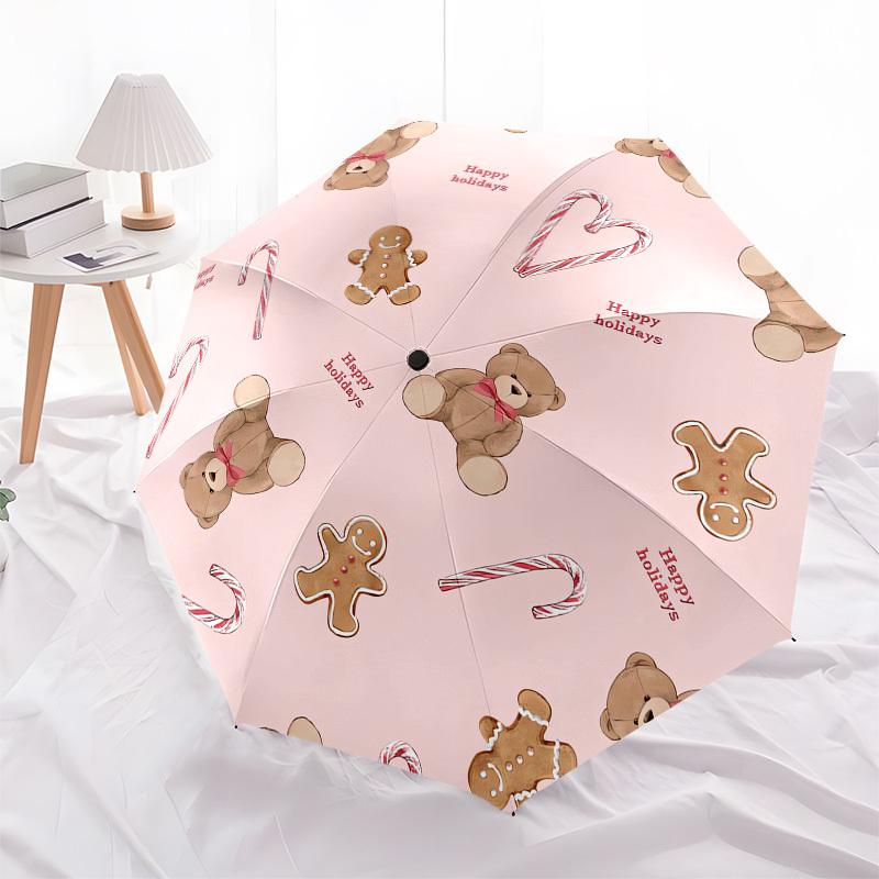 

1pc Holiday-themed circular Umbrella with Plastic Handle,Compact & Stylish,Cartoon Pattern,Outdoor UmbrellaP