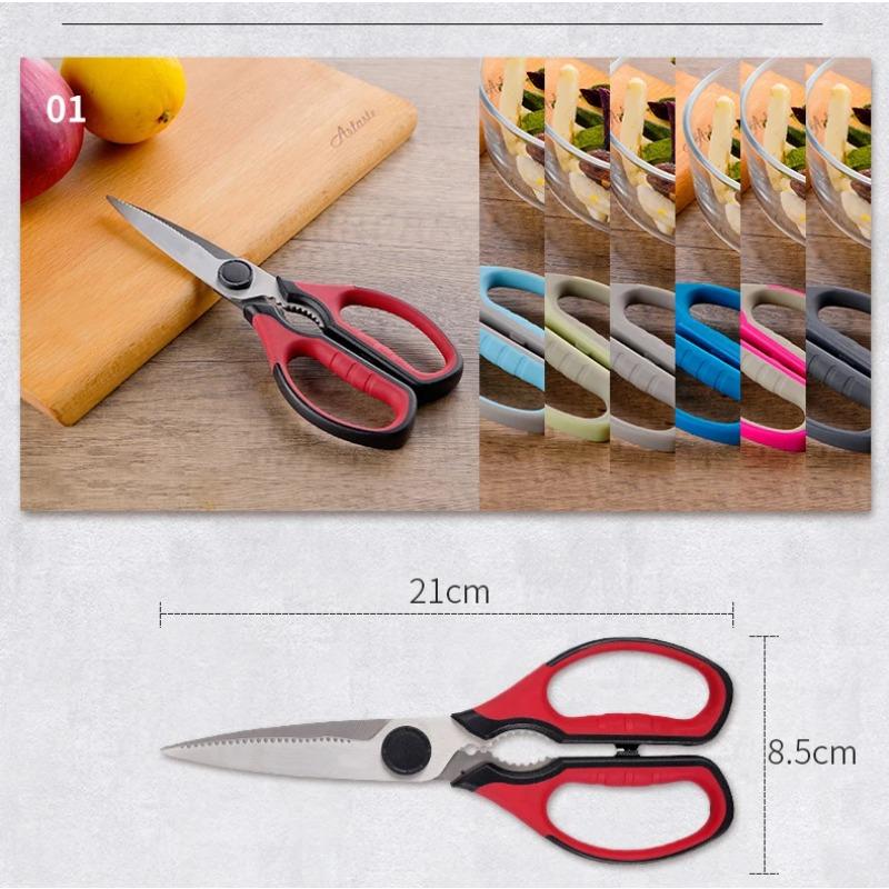 Multifunkční ostré kuchyňské nůžky z nerezové oceli, venkovní kempování, grilování, maso, kosti, kuře, řezání, domácí nůžky