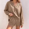 Women's Casual Long Sleeve Top and Shorts 2 Piece Set for Fall Winter