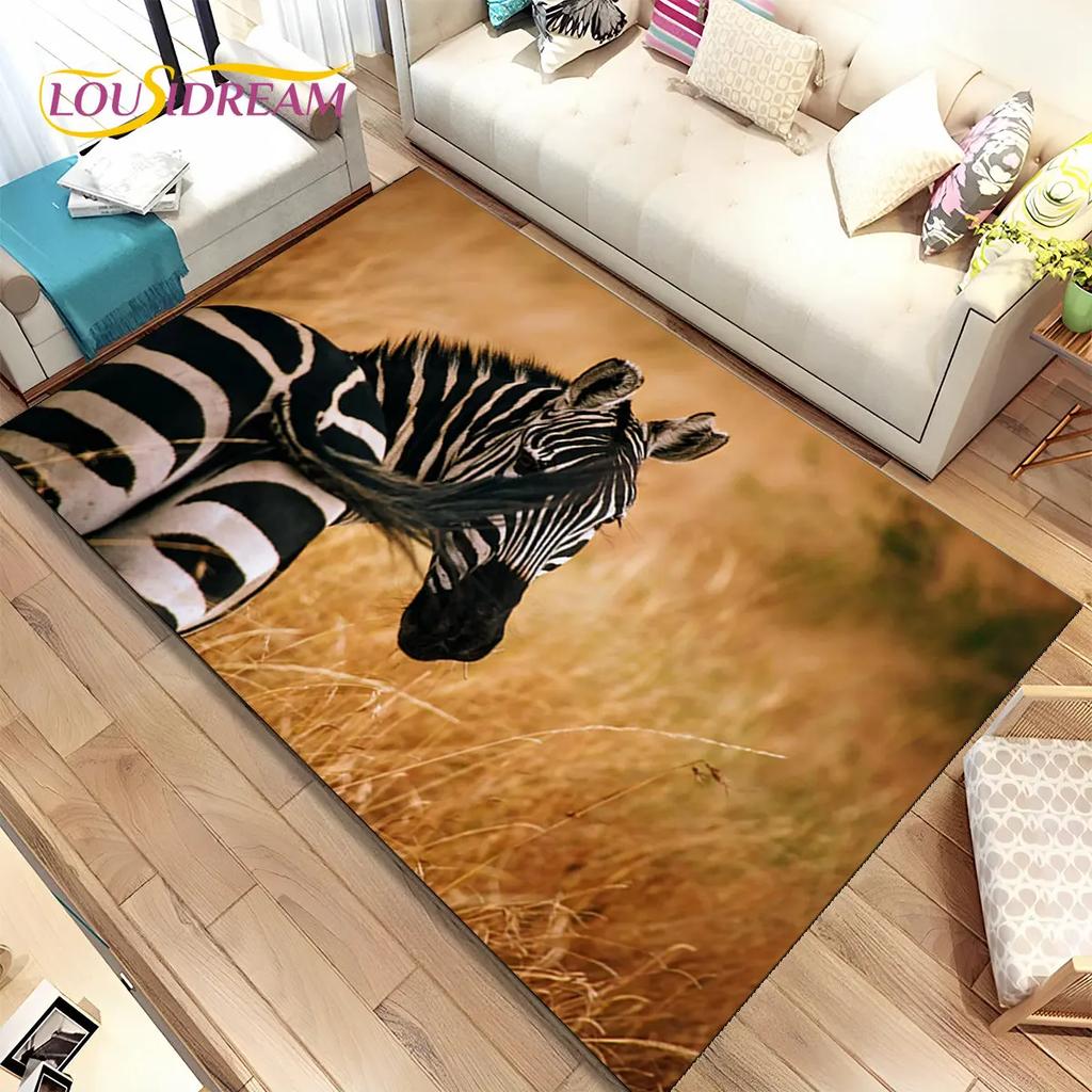 Zebra Wild Animal  Area Rug Large,Carpet Rug for Living Room Bedroom Kitchen Doormat Decoration,Children Play Non-slip Floor Mat
