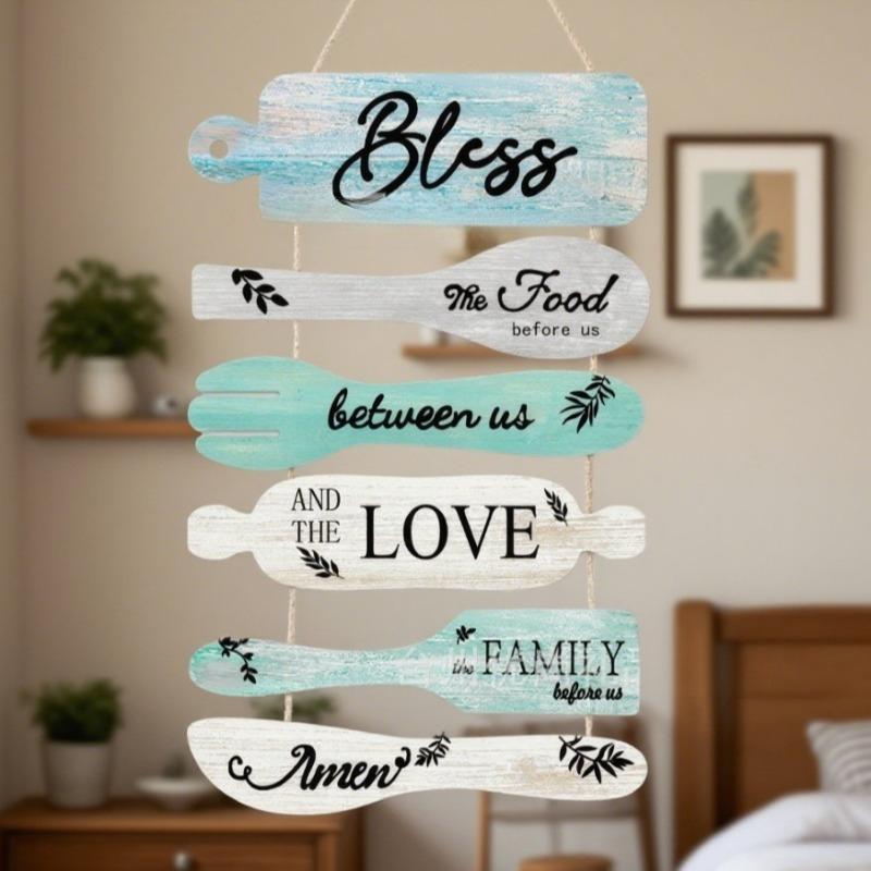 Rustic Wooden Wall Plaque for Kitchen, Farmhouse Style Hanging Sign with Inspirational Quote, Customizable Housewarming Gift