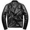 CHEJI Genuine Leather Military Biker Denim Fashionable Jacket, Men's Double-Breasted Jacket, Jacket, Short, Simple, Popular, Cold-Resistant,