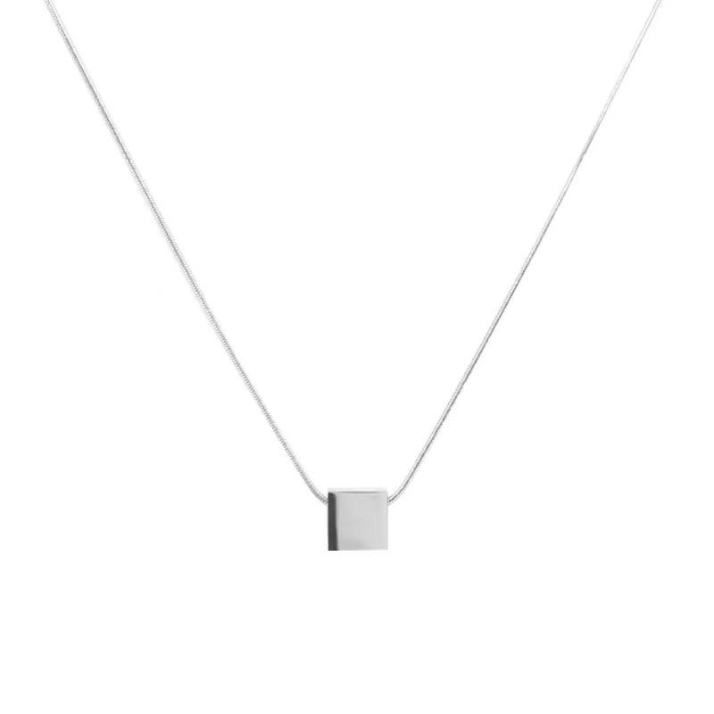 

ins European and American cold wind light luxury square sugar cube splicing titanium steel necklace men s personality trend fashion sweater chain