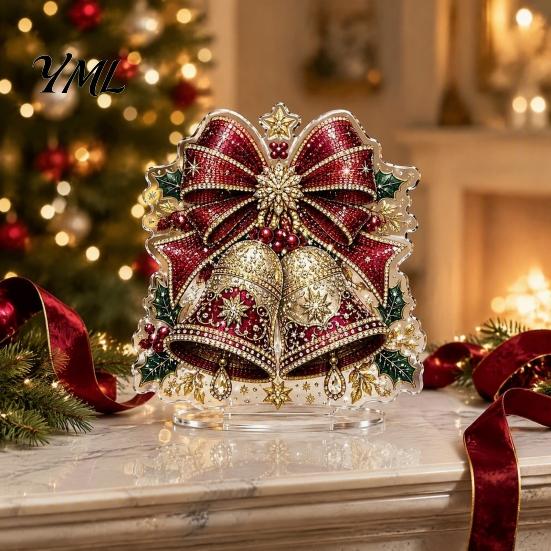 Seasonal Home Table Decorations Christmas Faux Diamond Painting Tabletop Ornaments, Beginner-Friendly DIY Acrylic Rhinestone Art Xmas Party
