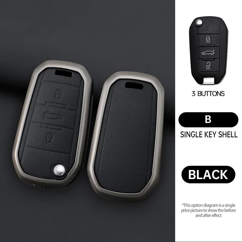 

zinc alloyLeather Shell For Peugeot 208 2008 308 3008 408 508 107 301 Citroen C4 CACTUS C5 DS4 DS5 Car Key Cover Case Holder Fob