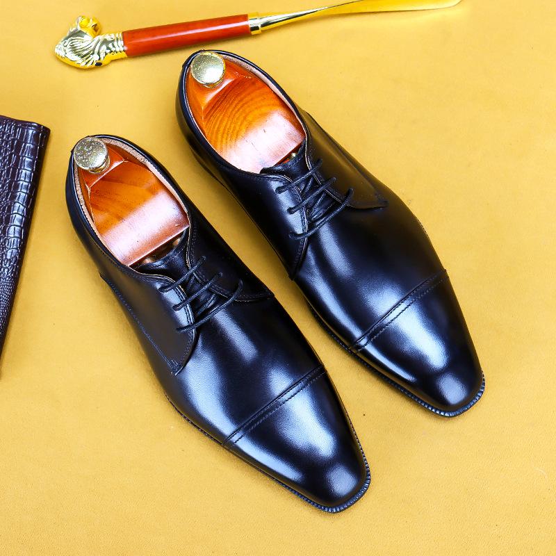 

Трехсоставные кожаные туфли мужские деловые туфли из натуральной кожи с внутренней частью из коровьей кожи британская ручная работа мужские туфли 42 чёрный