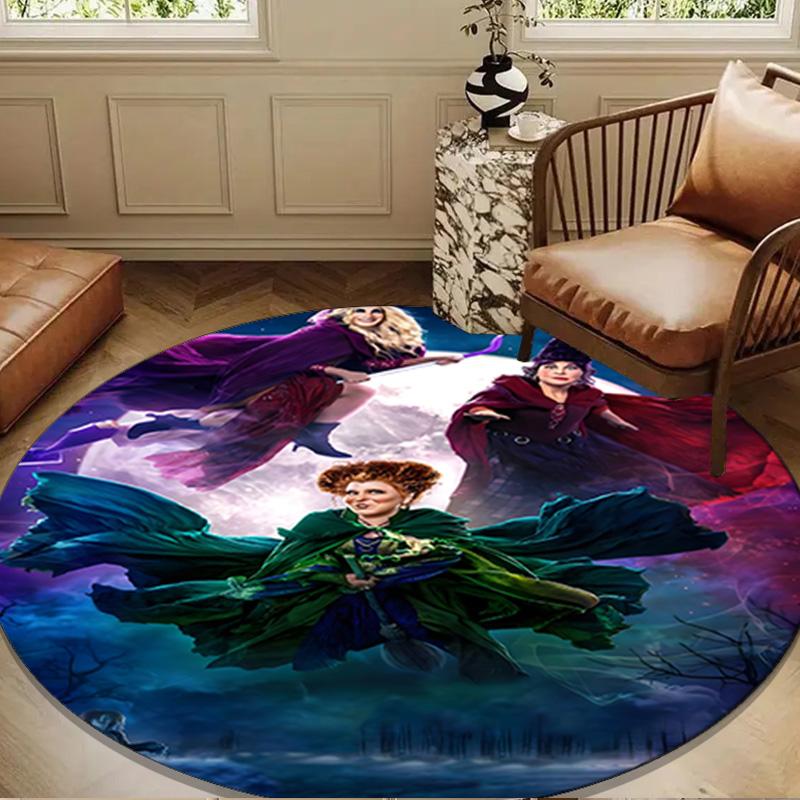 Hocus Halloween Night Round Mat, Anti-slip Circle Carpet Chair Rug For livingroom,Bedroom, Doormat Home Decor Gift Christmas Gifts