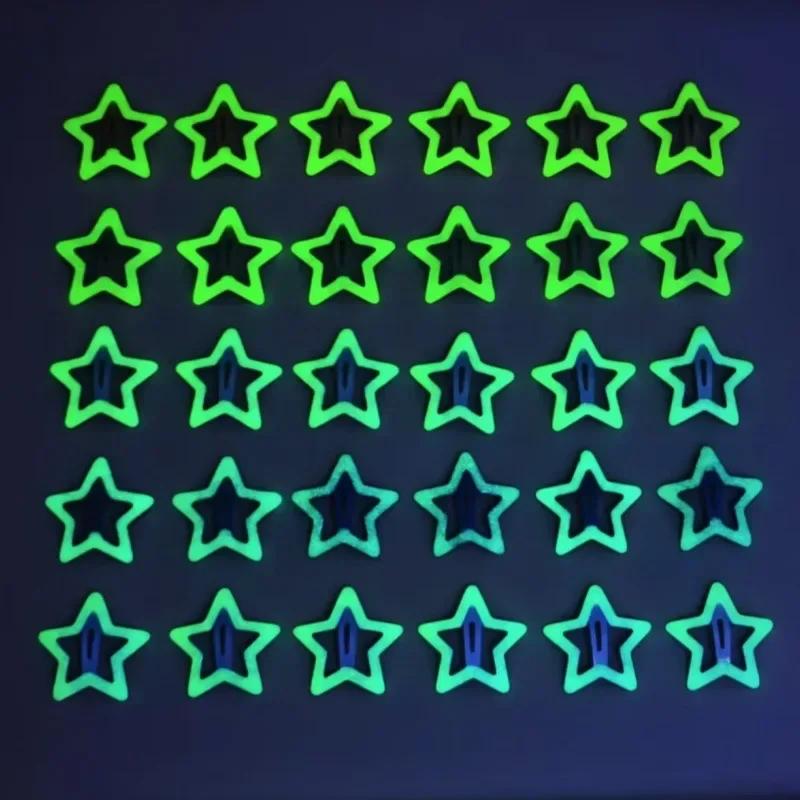10pz Fermacapelli a Stella Colorati Luminescenti, Mollette BB a Scatto, Barrettine Luminose, Pinze per Capelli Bambina, Accessori per Acconciature Bambini