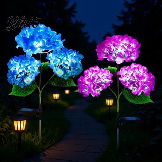 Outdoor Solar String Lights Fairy Hydrangea Light, LED Powered Garden Stake Lights, Waterproof фиолетовый