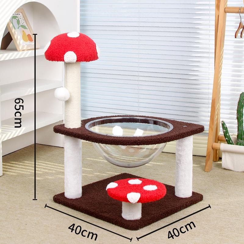 Mushroom Space Capsule Cat Tree with Sisal Climbing Frame