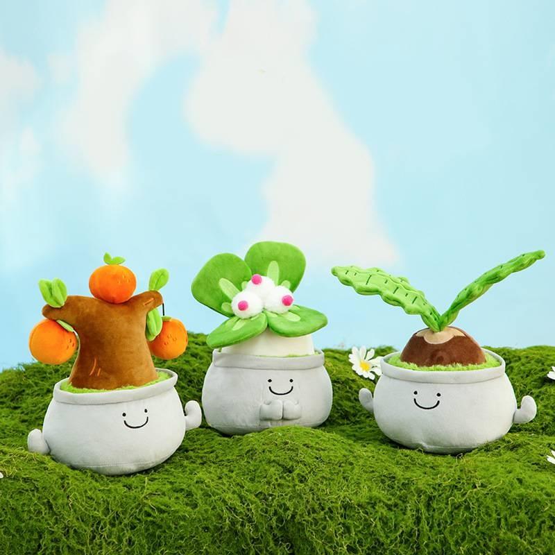 Office Cute Cartoon Green Plant Potted Plush Doll Car Meaning Holiday Gift Doll