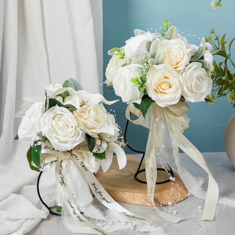 Bridal Bouquets for Wedding, Simulation Rose Bride Wedding Bouquet Wedding Decorations for Ceremony, Anniversary