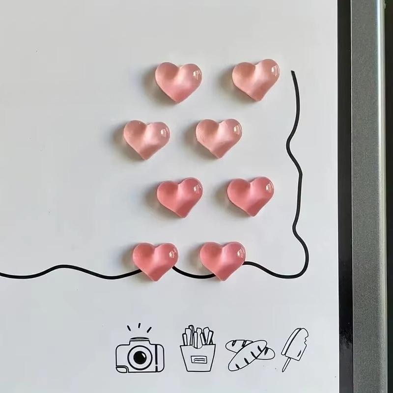 Transparent Heart Shaped Fridge Magnets 10pcs Simple Stylish Memo Board Stickers DIY Mini Home Fridge Decoration Accessories