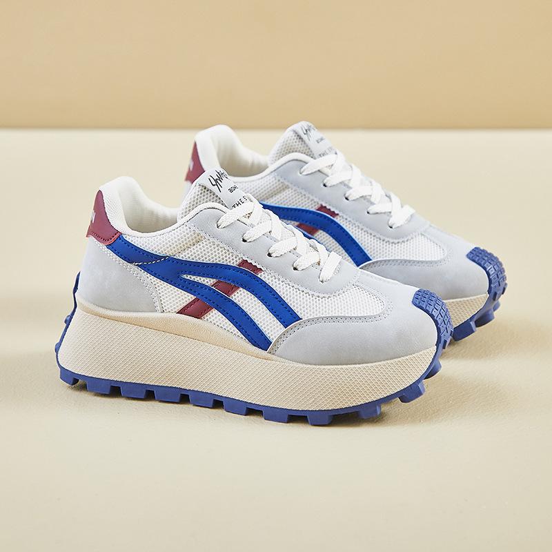 

Весенние студенческие кроссовки, кроссовки на толстой платформе для женщин, увеличивающие рост, повседневная спортивная обувь для ходьбы 35