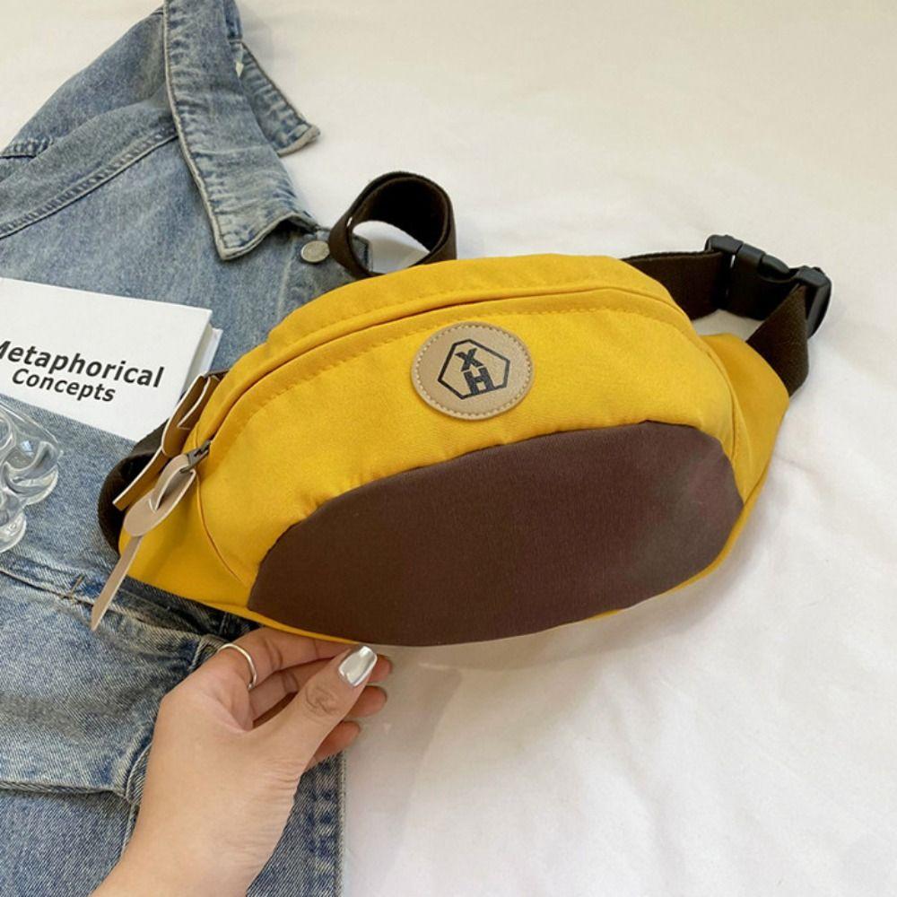 Solid Color Canvas Crossbody Bag Harajuku Waist Bag Fashion Canvas Chest Bag Sports