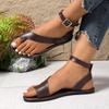 Fashion Flat Roman Sandals for Women 2025Summer New Fashion Clip Toe Simple Design Foot Naked Belt Buckle Women's Shoes Zapatos De Mujer