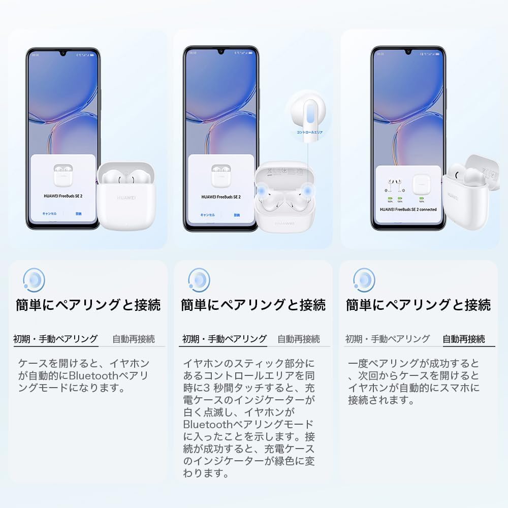 Huawei FreeBuds SE 2 Wireless Earphones, In-Ear Type, Bluetooth, 40-Hour Long Battery Life, 3.8g Weight, Fast Charging Support, IP54 Dustproof & Water