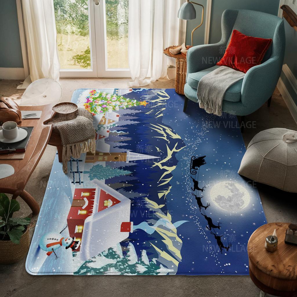 House Entrance Carpet Home Door Mat Living Room Bath Foot Bathroom Non-slip Water Absorption Rugs Bath Merry Christmas Winter