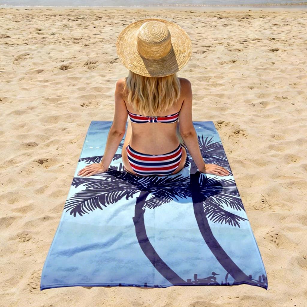 Palm Tree Night Oversized Beach Towel Patterned Sunscreen And Windproof Suitable For Swimming Pool Camping Travel Blanket