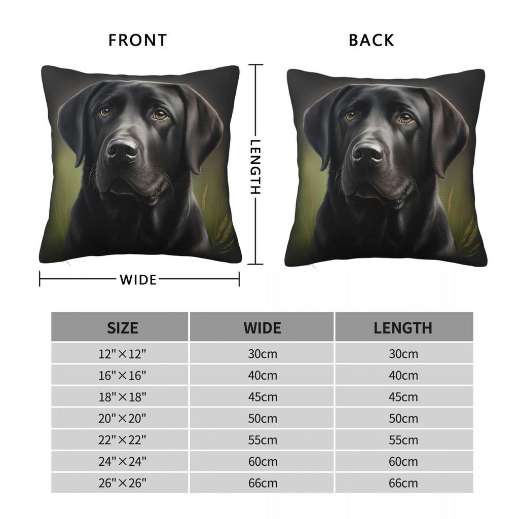 Black Labrador Retriever Square Pillowcase Polyester Linen Velvet Creative Zip Decor Room Cushion Case