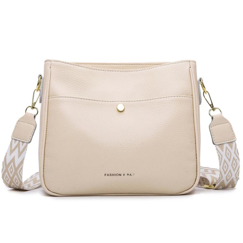 Dámska taška z pravej kože Módna ležérna jednoramenná crossbody taška Hnedá kožená vrecovitá taška