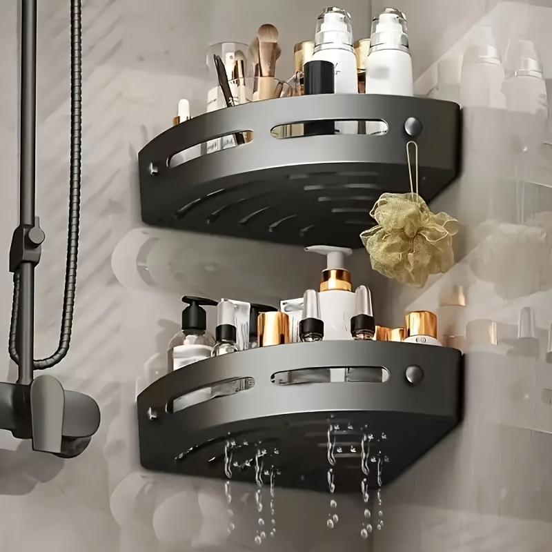 Punch-Free Wall-Mounted Bathroom Corner Shelf 4-Tier Plastic Triangle Storage Rack