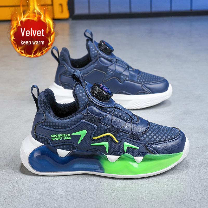 Girls' Cotton Winter Sports Shoes with Velvet Lining | 2025 Style | Medium & Large Sizes | Rotary Buckle | Warm Running Dad Sneakers