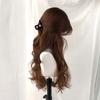 Honey Brown Wig A Woman with A Wig Has Long Hair with A Middle-parted Figure-eight Fringe Lazy Big Wavy Long Curls Headband Wig