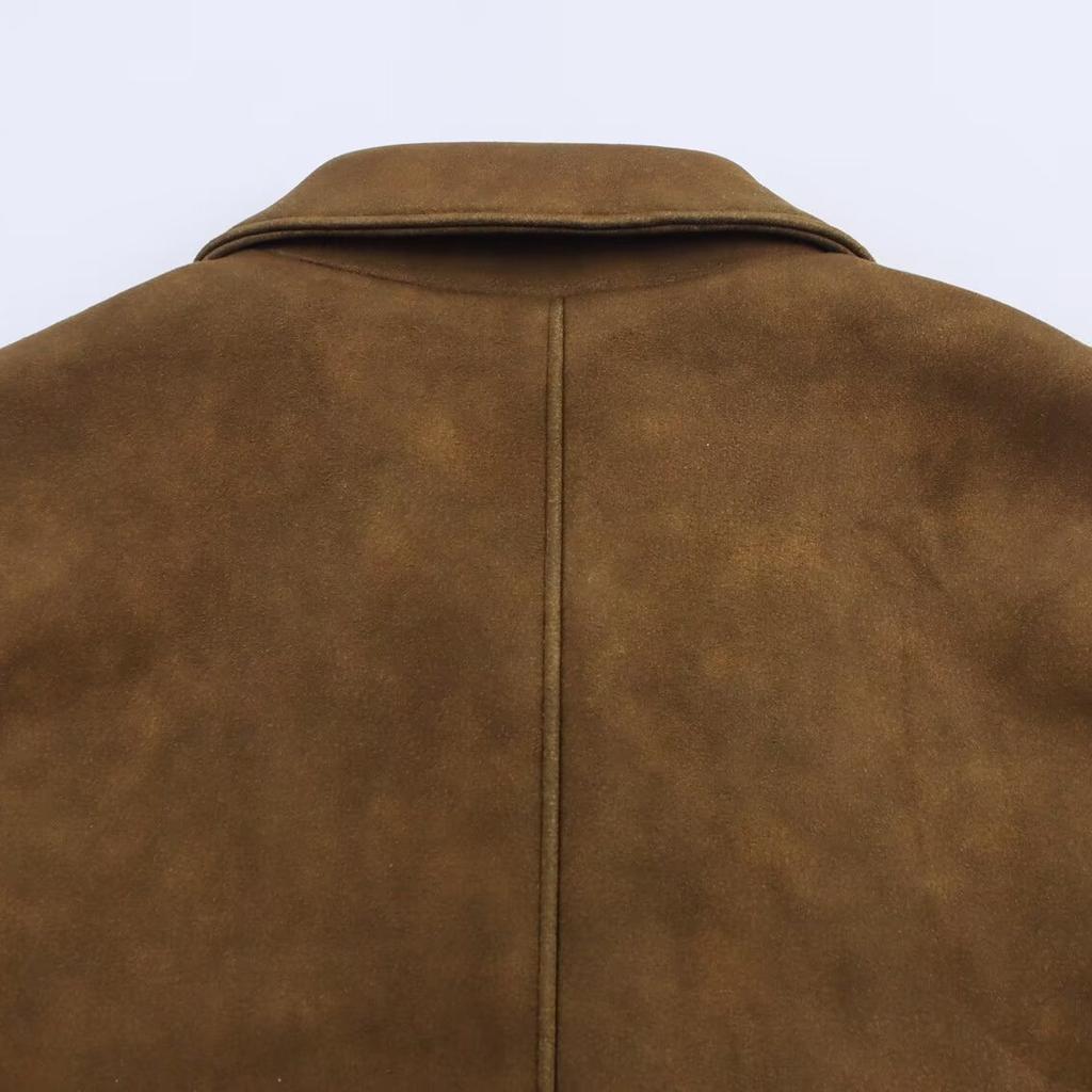 2025 autumn new product European and American cross-border women's clothing street fashion suede effect jacket w103 90178