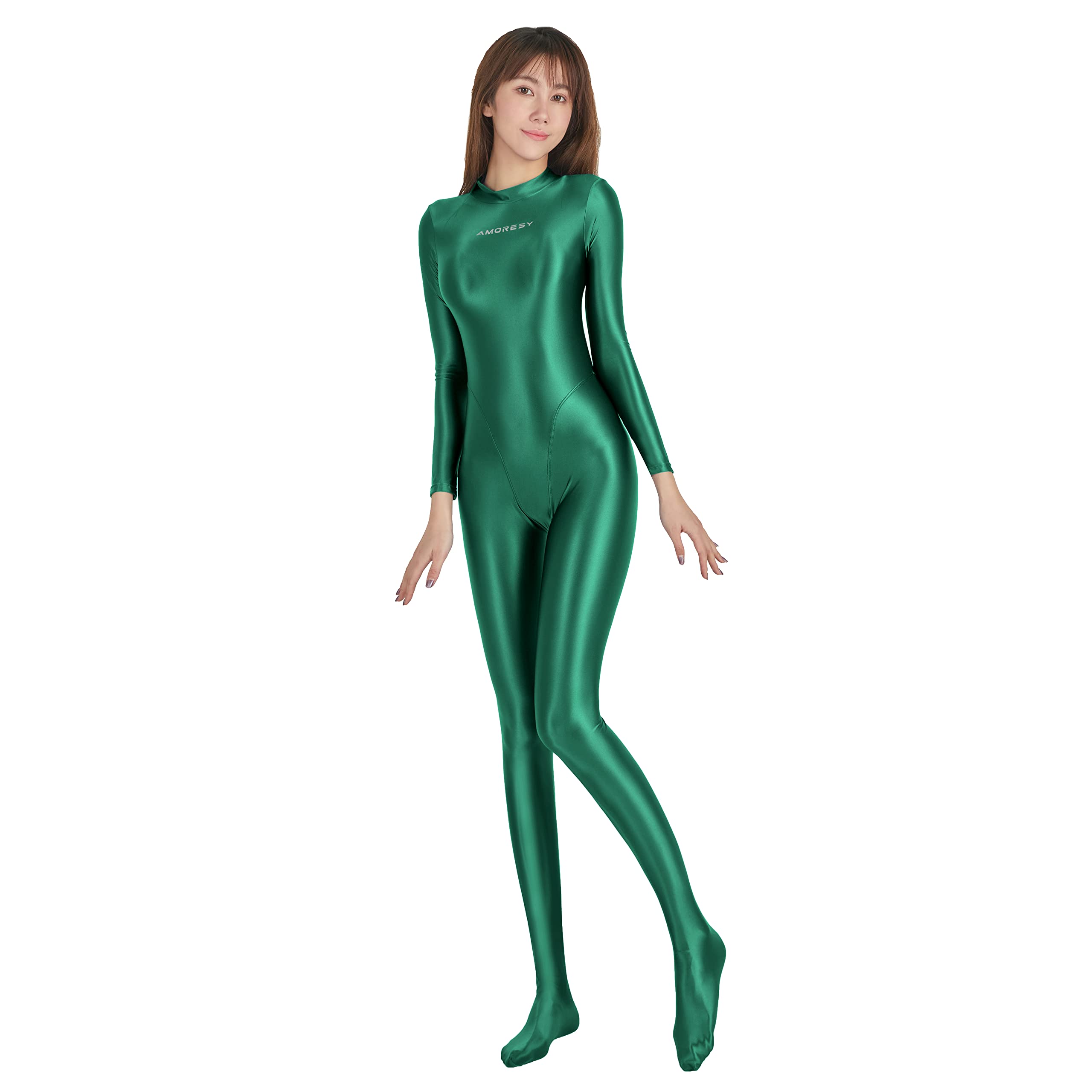 

AMORESY Сексуальный Косплей Боди Супер Костюм Облегающий Купальник, Тип, Ультра-Блестящие Колготки Боди, Леггинсы, Чулки, Эластичный, Тянущийся, зелёный