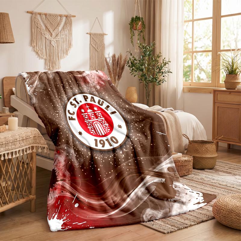 FC St. Pauli Football Print Flannel Blanket Soft Warm Sofa Bed Throw Blanket For Home Office Bedroom