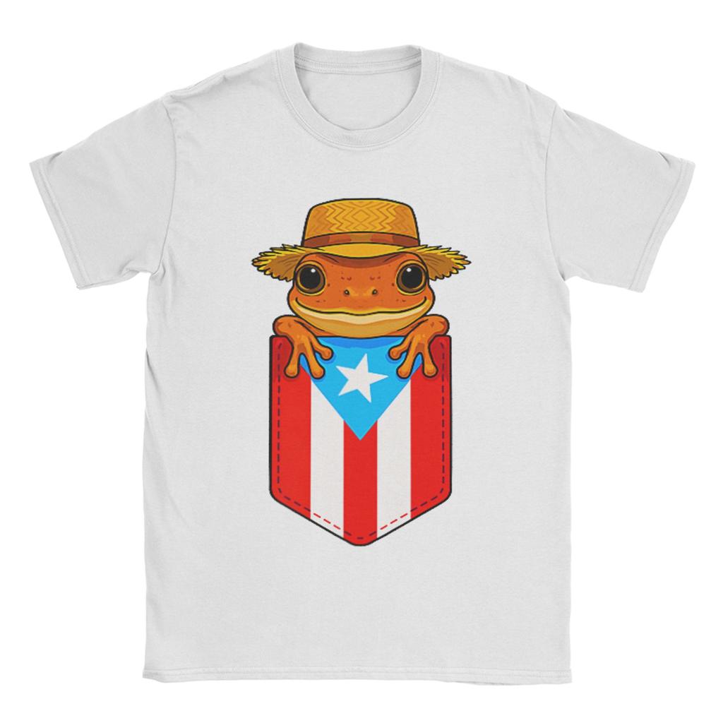 Coqui Frog Puerto Rico Flag Puerto Rican TShirt for Men Round Neck Cotton T Shirt  Short Sleeve Tee Shirt Big Size Clothing