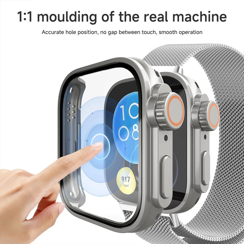 Glass Case+Milanese Loop For Huawei Watch Fit 3 Stainless Steel Magnetic Bracelet For Huawei Watch Fit 3 Screen Protector Case