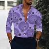 Men Collared Shirt Multicolor Vintage Paisley Diamond Floral Print Long Sleeve Button Down Top