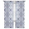 Klassische Vintage Blau-Weiße Keramikfliesen Transparente Vorhänge für Wohnzimmer Tüll für Fenster Voilegarn Kurze Schlafzimmervorhänge