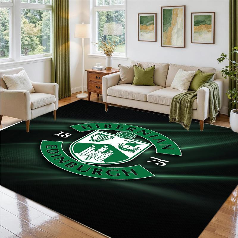Hibernian FC Design Crystal Velvet Rug Soft Decorative Mat for Bedroom Entrance