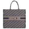 Große DIOR Book Tote Ecru und Blau DIOR Oblique Stickerei M1286ZRIW-M928