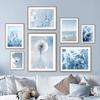 Natural Blue and White Flower Beach Crown Wall Art Canvas Painting  Nordic Posters and Prints for Interior Home Decor