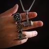 Vintage Thor Hammer Pendant Necklace for Men Stainless Steel Mjolnir Viking Jewelry with Celtics Knot Chain