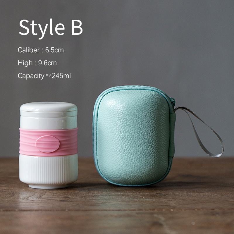 

245ml Ceramic Filter Tea Cup with Lid and Storage Bag for Tea Separation B