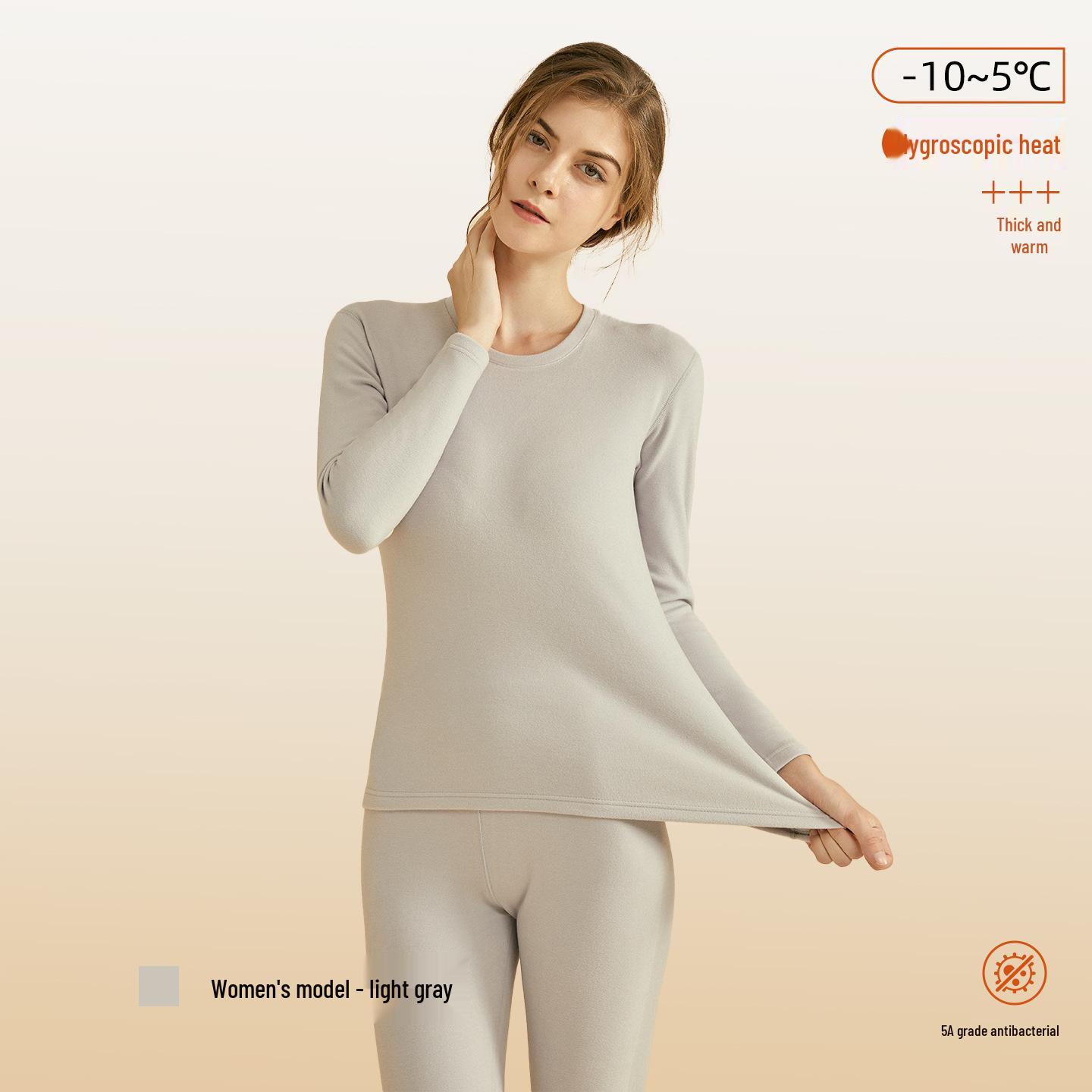 

Мужской и женский бесшовный термобелье из немецкого бархата - утолщенная, теплая осенне-зимняя одежда Women s Suit; L светло-серый