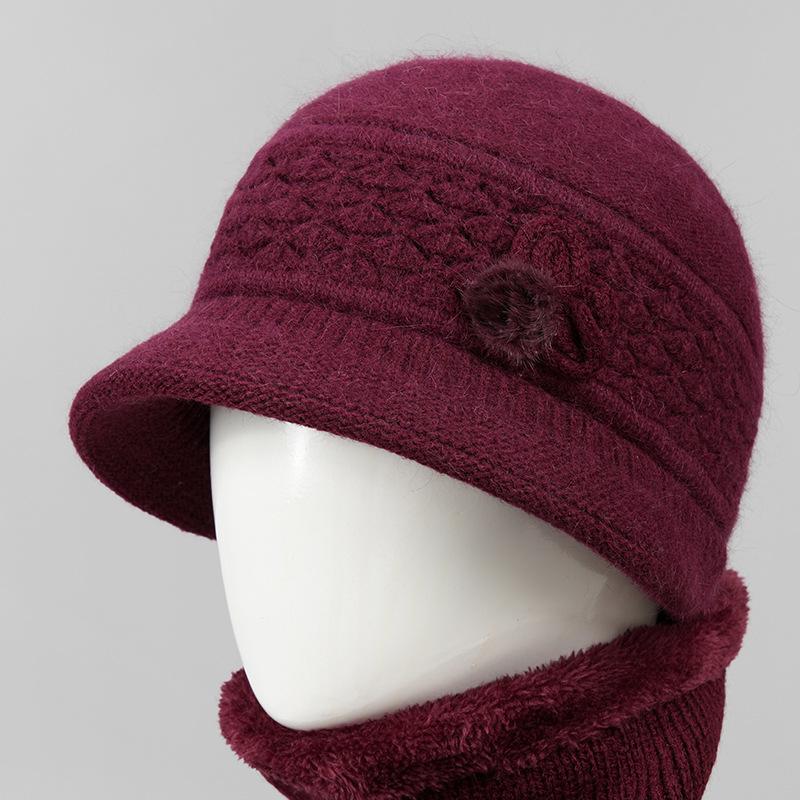 Hat female winter thermal hat piled thick knitted wool hat mother-in-law cotton hat
