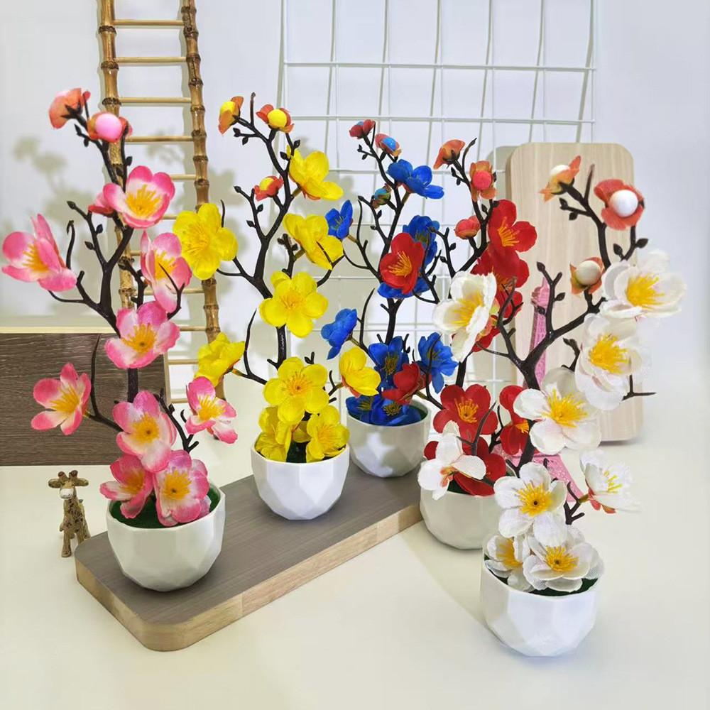 Plum Blossom Faux Plant With Plastic Stem For Wedding Decorations And Photography Props