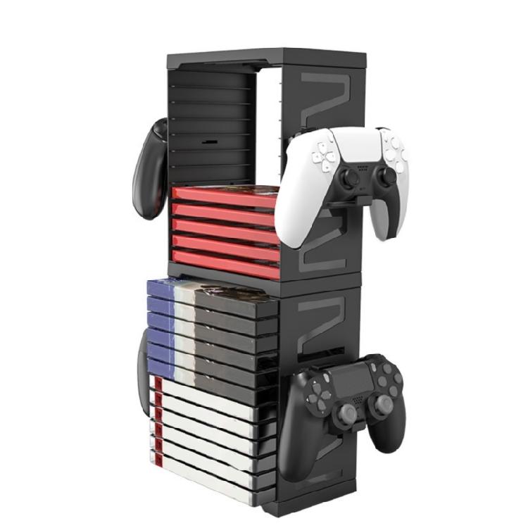 Gaming Disc Storage Tower Game Controllers Organiser Holder Stand 2-Layer for P5/P4/XSX Replace