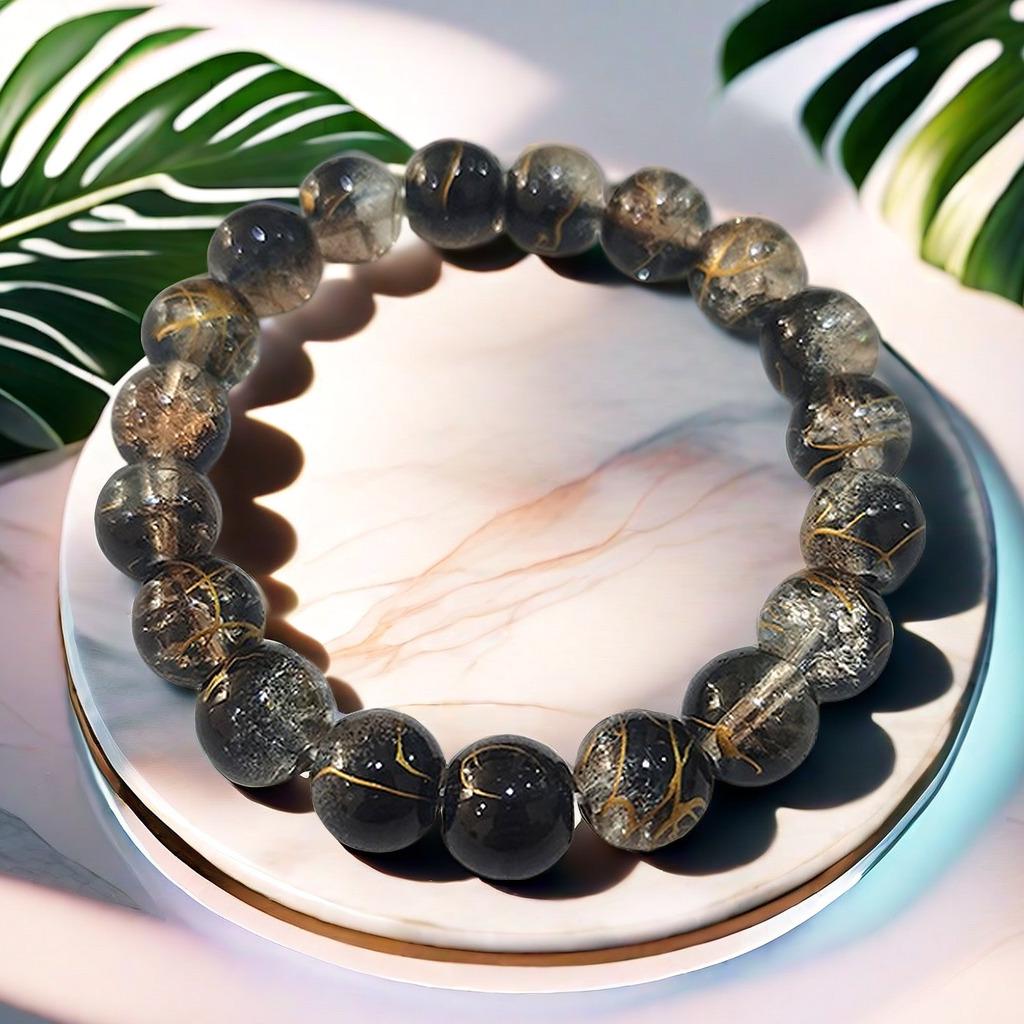 10mm Dopamine Jade Crushed Glass Bracelet: Women's Light Luxury Fidget Beaded Bracelet