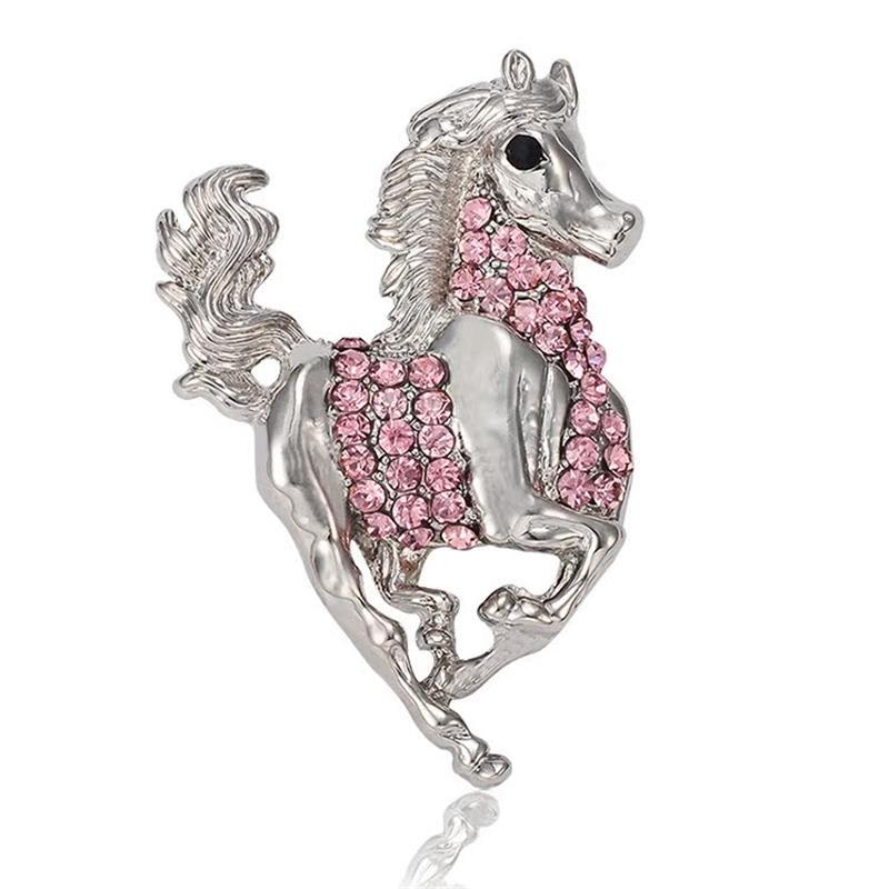 Vintage Enamel Galloping War Horse Zodiac Brooch Pins Women Men Clothing Accessories Suit Lapel Corsage Gift