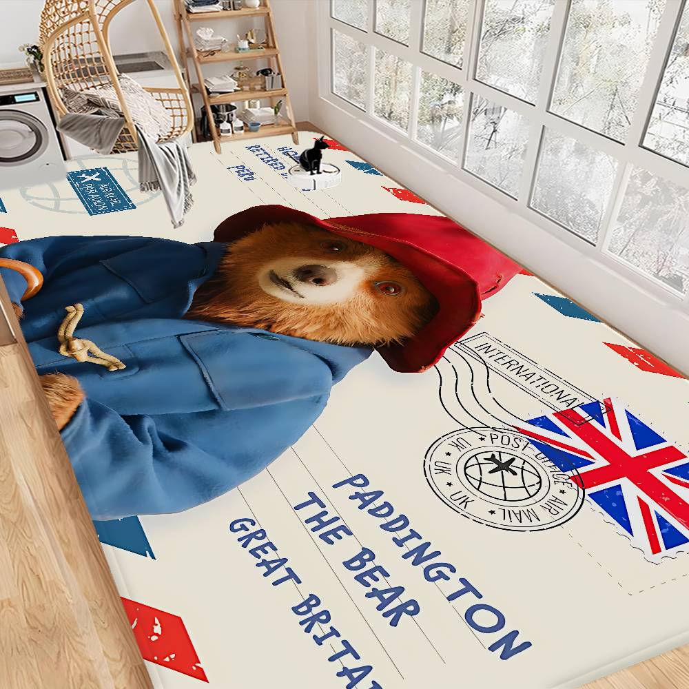 

P-Paddington Bear Floor Mat Non-Slip Laundry Room Mat Laundry Decor Balcony Child Living Room Household Carpets 50x80cm